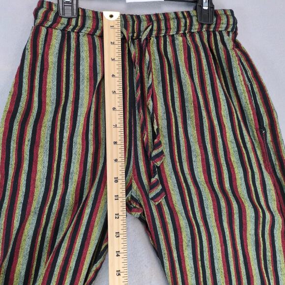 Earthbound Trading Co Striped Cotton Pants Women's S Nepal Elastic Waist Hippie - Picture 5 of 10